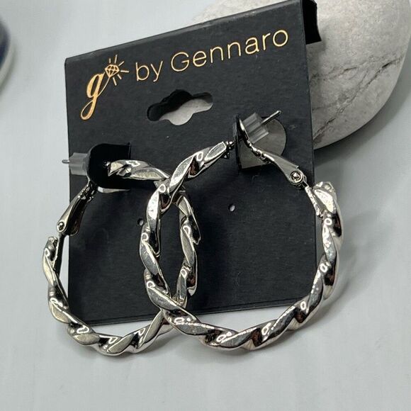 G by Gennaro Silver Twisted Hoop Earrings $16ea / 3 for $25 - Picture 5 of 6